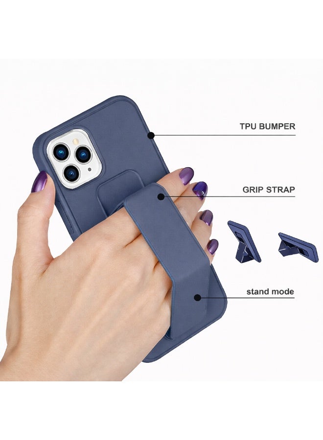 COVERSCART Apple iPhone 16 Pro Premium Silicon Case with Magnetic Stand & Finger Grip, Car Mount Compatible Kickstand Cover – Blue - Image 3